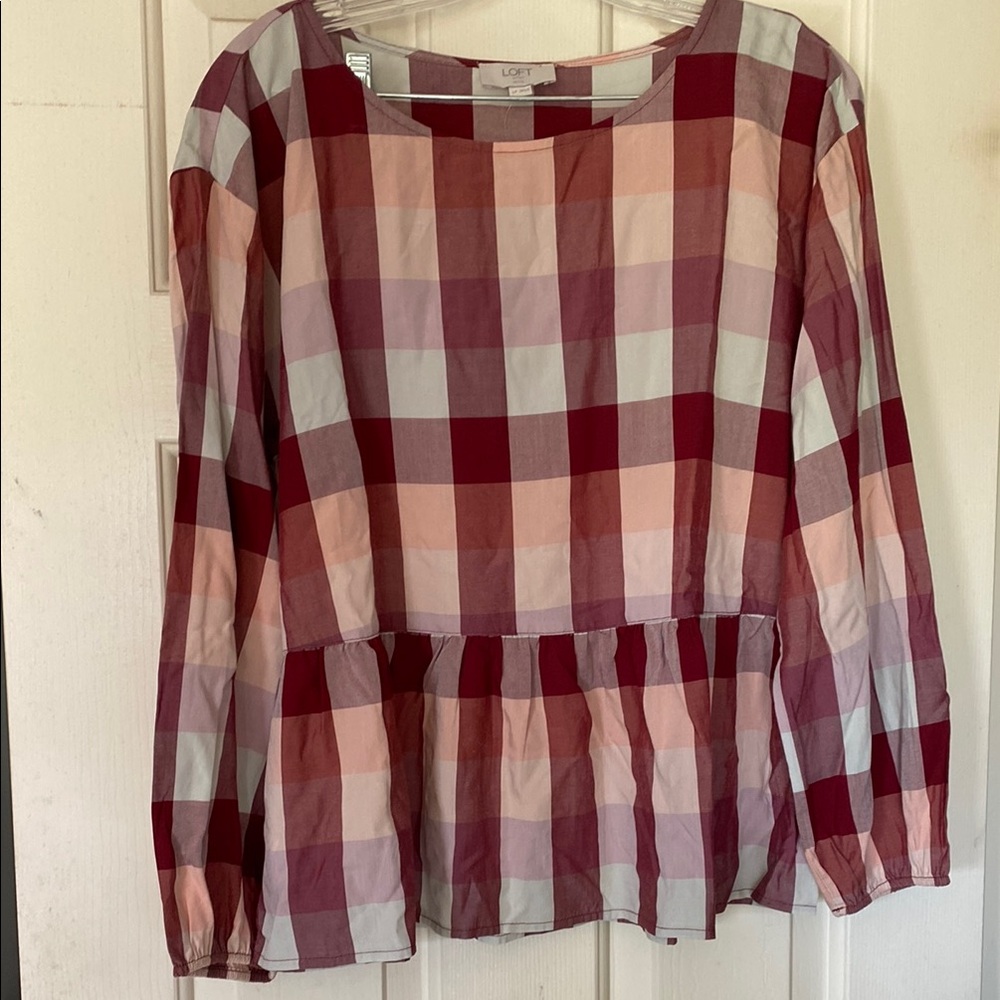 Loft Women's Red Plaid Top